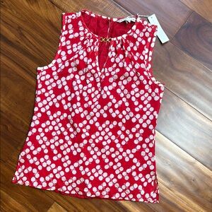 Trina Turk, Red and White dot print Sleeveless Top, sz P/measure to sz 4, NWT